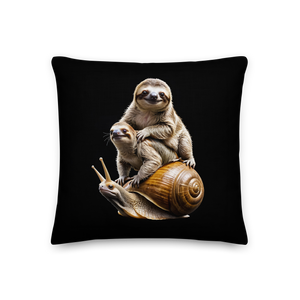 Sloth Riding A Snail Premium Pillow