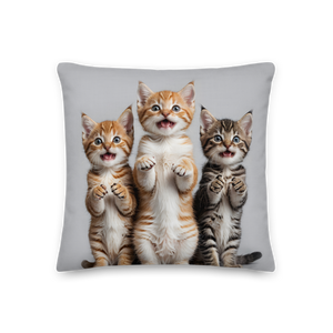 Funny Tripple Cats Premium Pillow