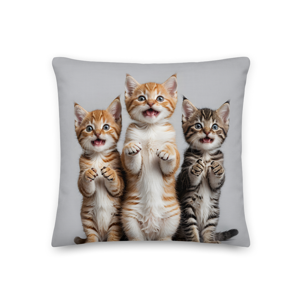 Funny Tripple Cats Premium Pillow