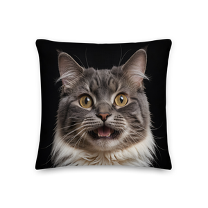 Shocked Cat Face Premium Pillow