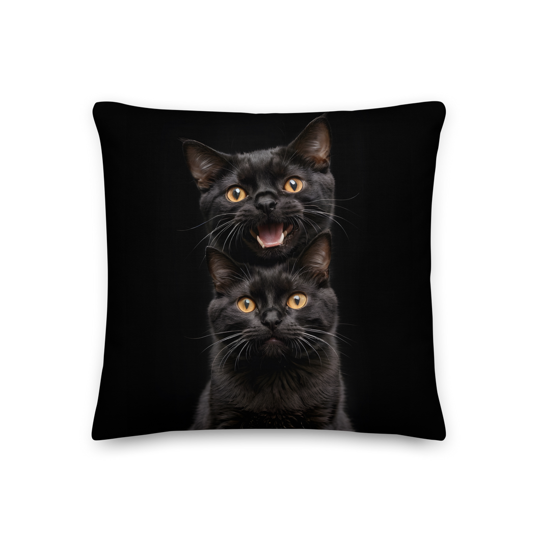 Two Black Cats Follows Premium Pillow