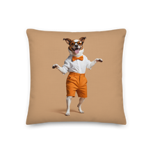 Happy Dancing Dog Beige Premium Pillow