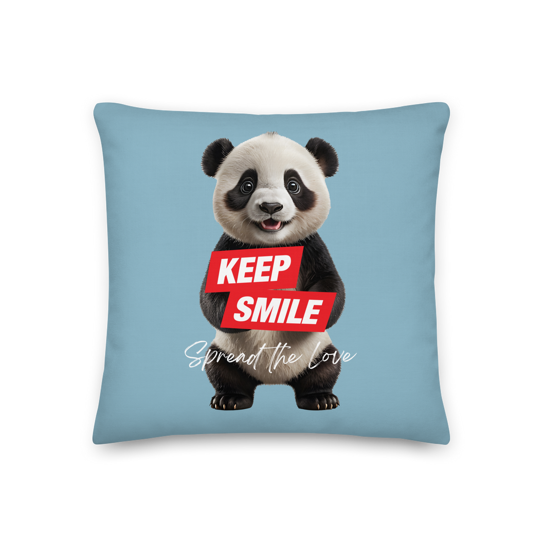 Keep Smile Blue Panda Premium Pillow