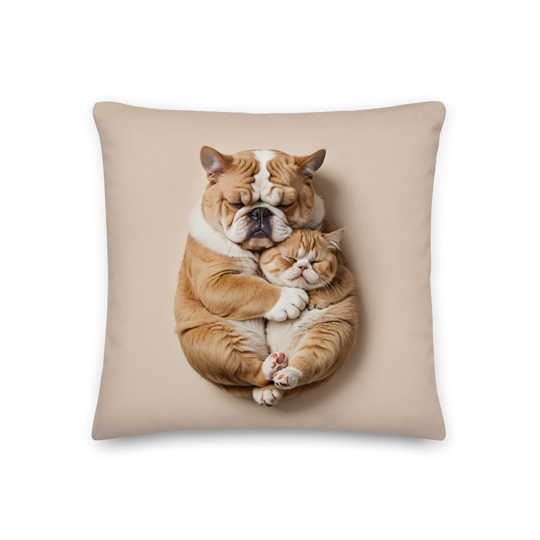 Cute Baby Cat and Dog Sleep Premium Pillow