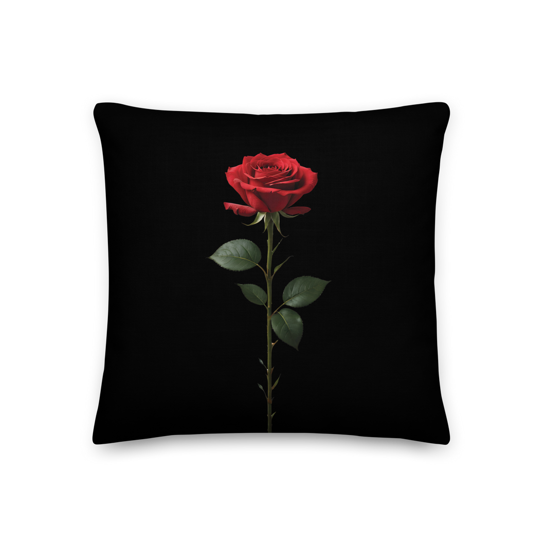 Red Rose on Black Premium Pillow