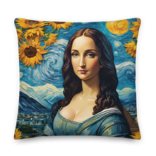 Monalisa Painting in Van Gogh Style Premium Pillow