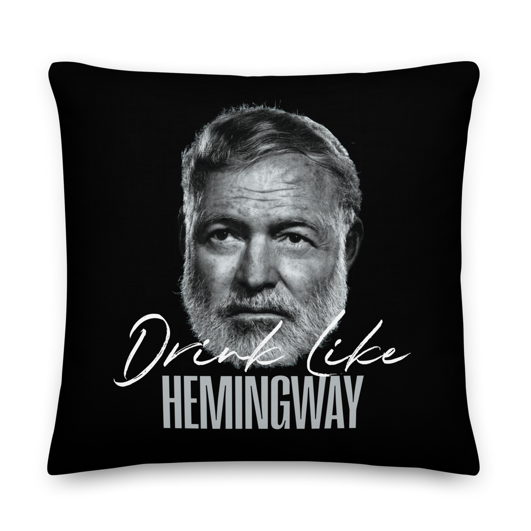 Drink Like Hemingway Portrait Premium Pillow
