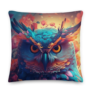 Colorful Owl Art Premium Pillow