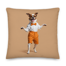 Happy Dancing Dog Beige Premium Pillow