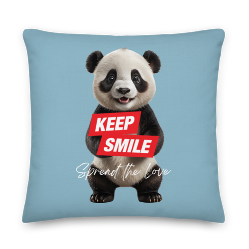 Keep Smile Blue Panda Premium Pillow