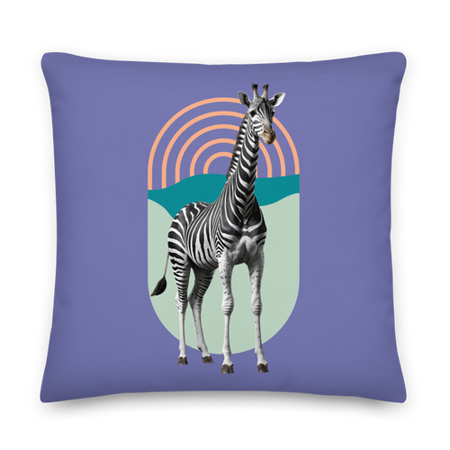 Giraffe Zebra Purple Premium Pillow