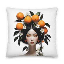 Beauty Lady with Orange Fruits Premium Pillow