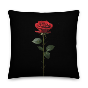 Red Rose on Black Premium Pillow