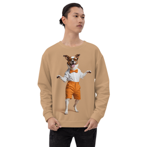 Happy Dancing Dog Beige Unisex Sweatshirt