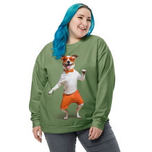 Funny Dancing Dog Green Unisex Sweatshirt