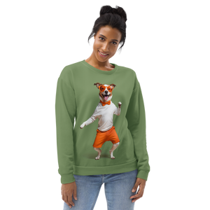 Funny Dancing Dog Green Unisex Sweatshirt