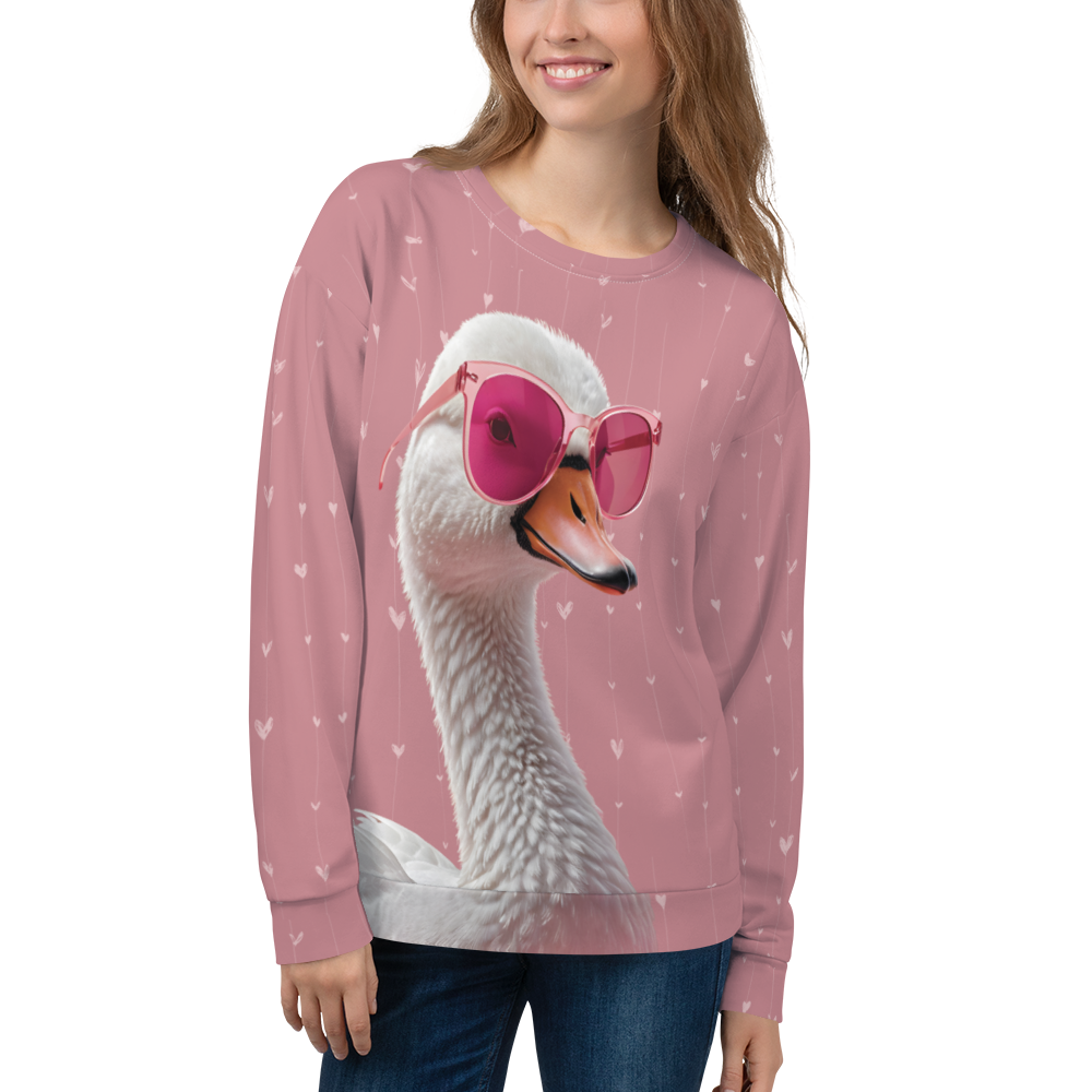 Cute Pink Swan Unisex Sweatshirt