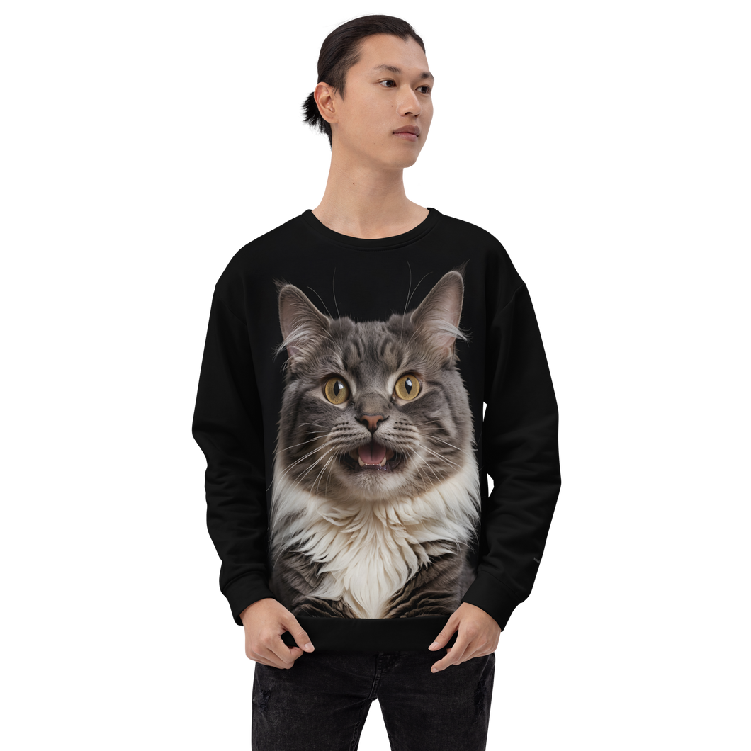 Shocked Cat Face All-Over Print Unisex Sweatshirt