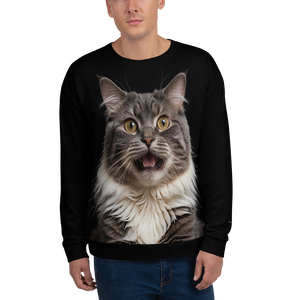 Shocked Cat Face All-Over Print Unisex Sweatshirt