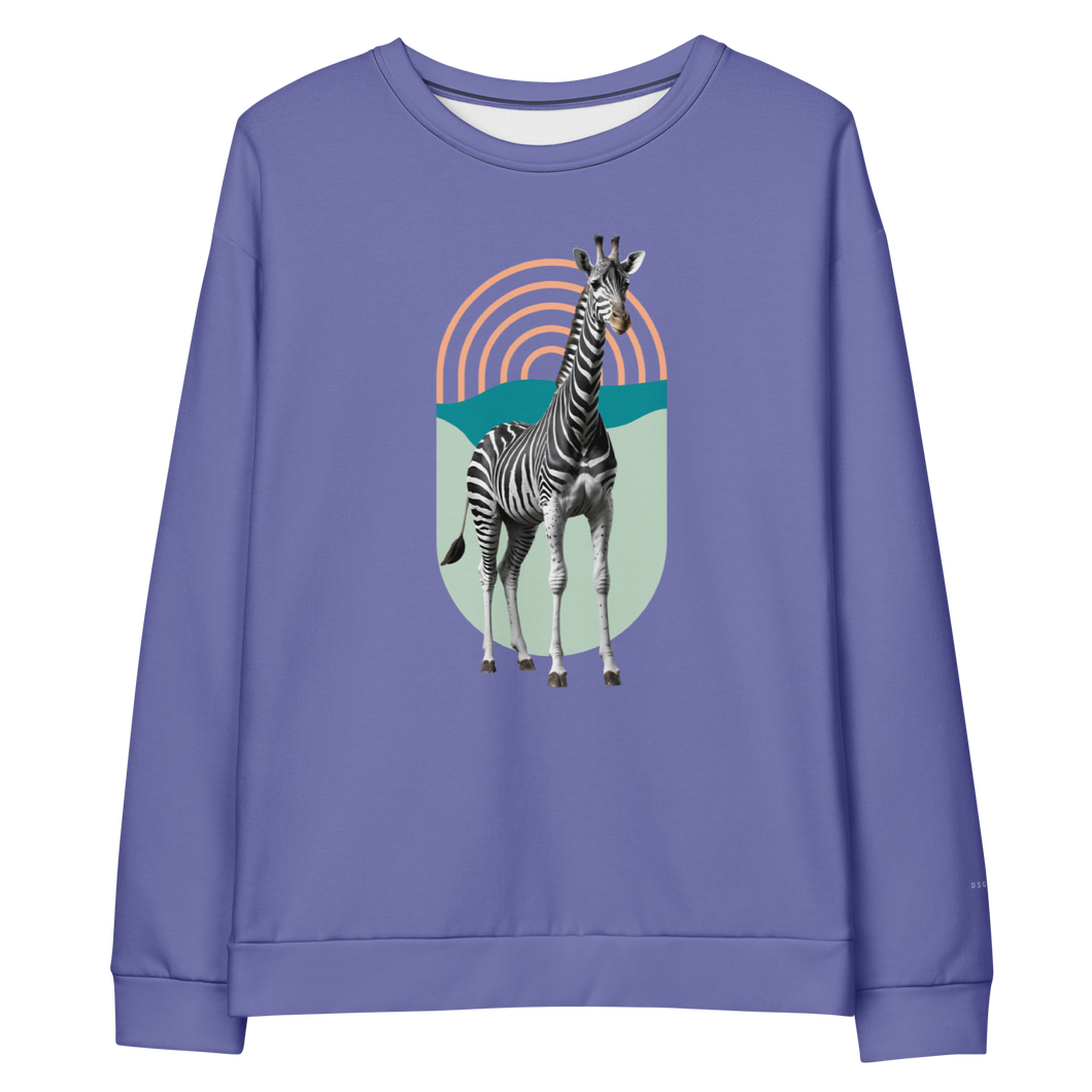 Giraffe Zebra Purple All-Over Print Unisex Sweatshirt