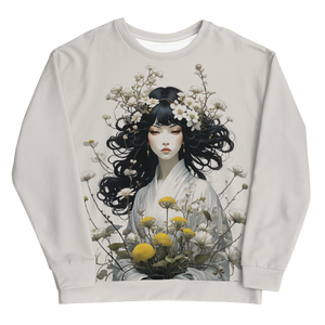 Oriental Lady with Yellow Flowers All-Over Print Unisex Sweatshirt