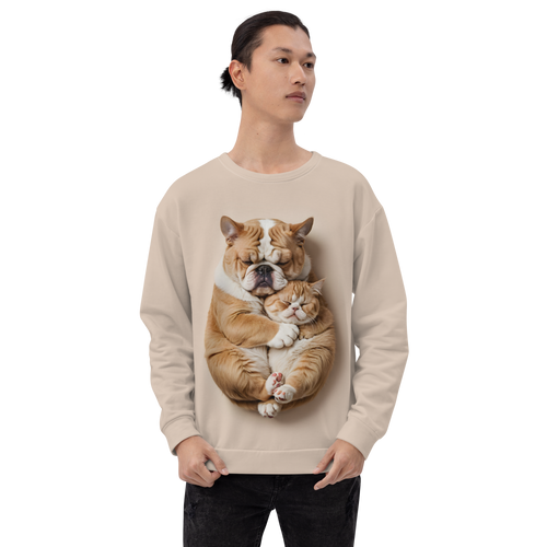 Cute Baby Cat and Dog Sleep All-Over Print Unisex Sweatshirt