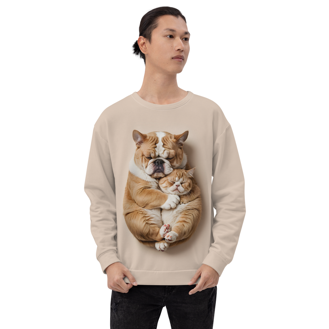 Cute Baby Cat and Dog Sleep All-Over Print Unisex Sweatshirt