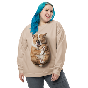 Cute Baby Cat and Dog Sleep All-Over Print Unisex Sweatshirt