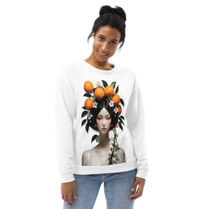 Beauty Lady with Orange Fruits All-Over Print Unisex Sweatshirt