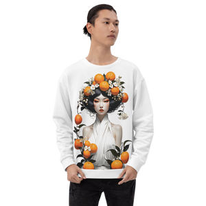 Oriental Lady with Orange Fruits All-Over Print Unisex Sweatshirt