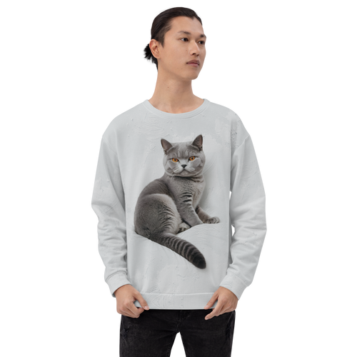 Relaxing British Shorthair Cat All-Over Print Unisex Sweatshirt