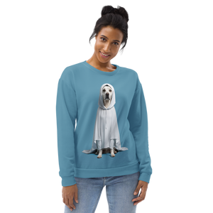 Dog in Ghost Costume All-Over Print Unisex Sweatshirt