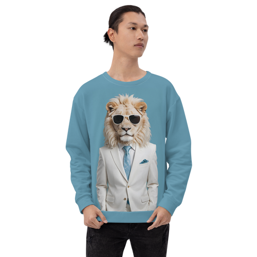 Funky White Lion All-Over Print Unisex Sweatshirt