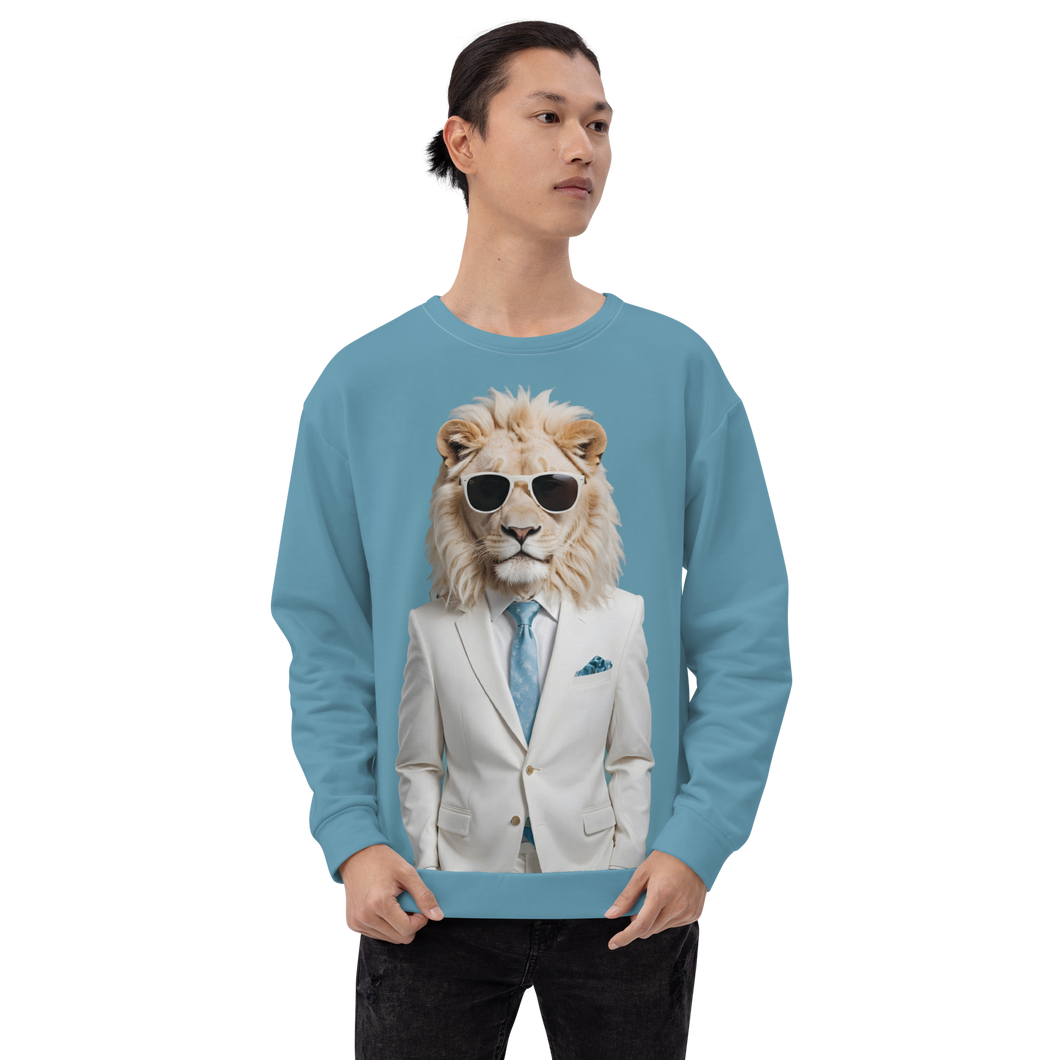 Funky White Lion All-Over Print Unisex Sweatshirt