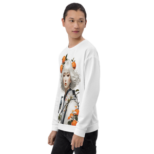 Oriental Lady with Orange and Bird All-Over Print Unisex Sweatshirt