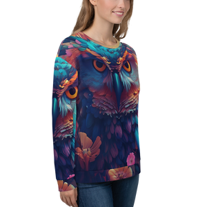 Colorful Owl Art All-Over Print Unisex Sweatshirt