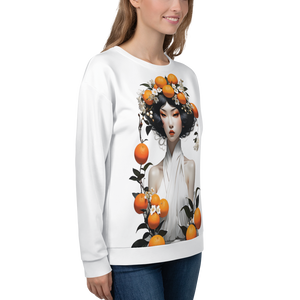 Oriental Lady with Orange Fruits All-Over Print Unisex Sweatshirt