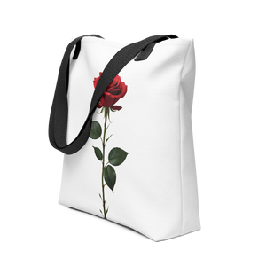 Red Rose on White Tote Bag