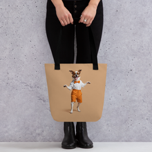 Happy Dancing Dog Beige Tote Bag