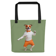 Funny Dancing Dog Green Tote Bag