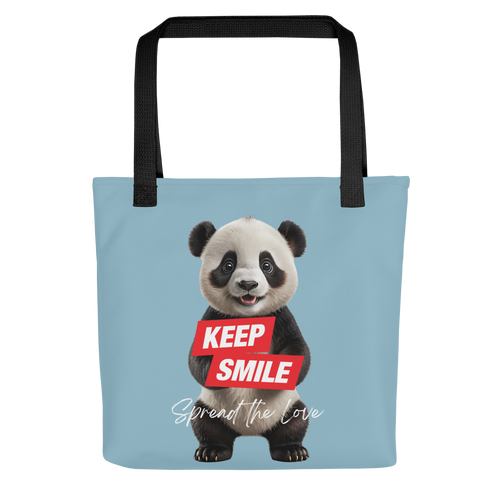 Keep Smile Blue Panda Tote Bag