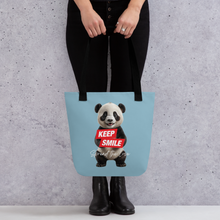 Keep Smile Blue Panda Tote Bag