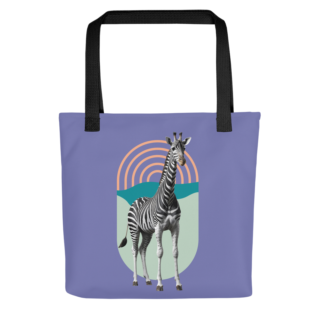 Giraffe Zebra Purple Tote Bag