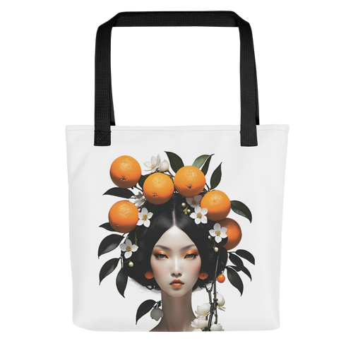 Beauty Lady with Orange Fruits Tote Bag