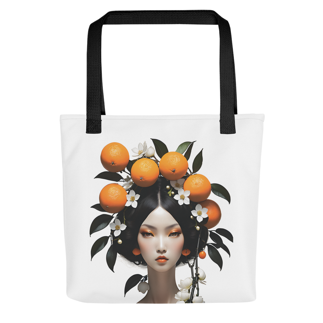 Beauty Lady with Orange Fruits Tote Bag