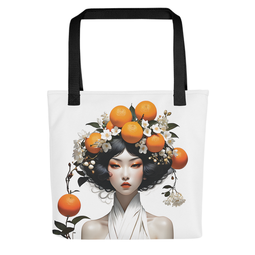 Oriental Lady with Orange Fruits Tote Bag