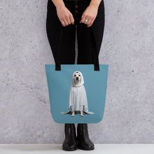 Dog in Ghost Costume Tote Bag