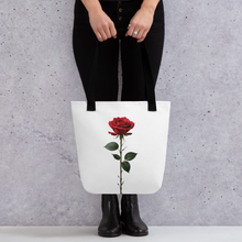 Red Rose on White Tote Bag