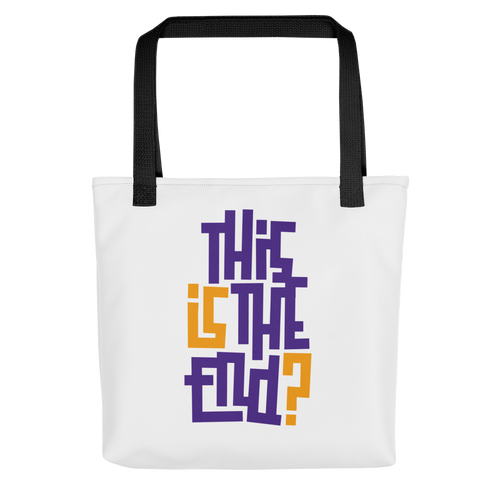 IS/THIS IS THE END? Purple Yellow Tote Bag