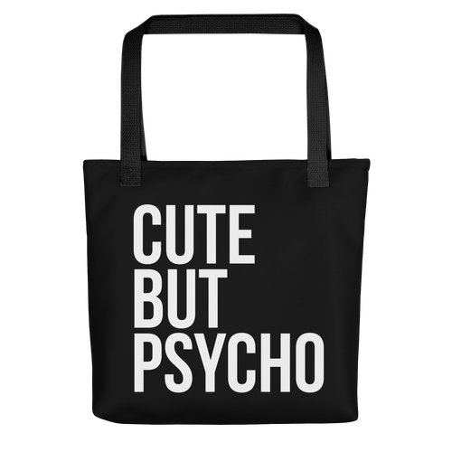 Cute But Psycho Black Tote Bag